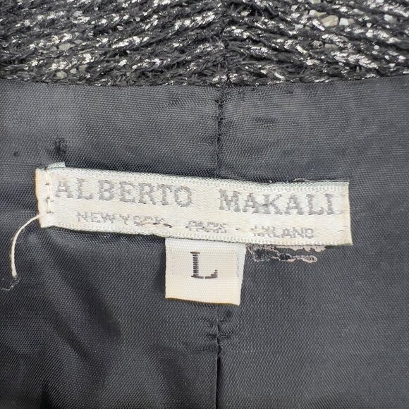 Alberto Makali Black & White Textured Zebra Print Open Front Blazer Jacket - L - Picture 8 of 10